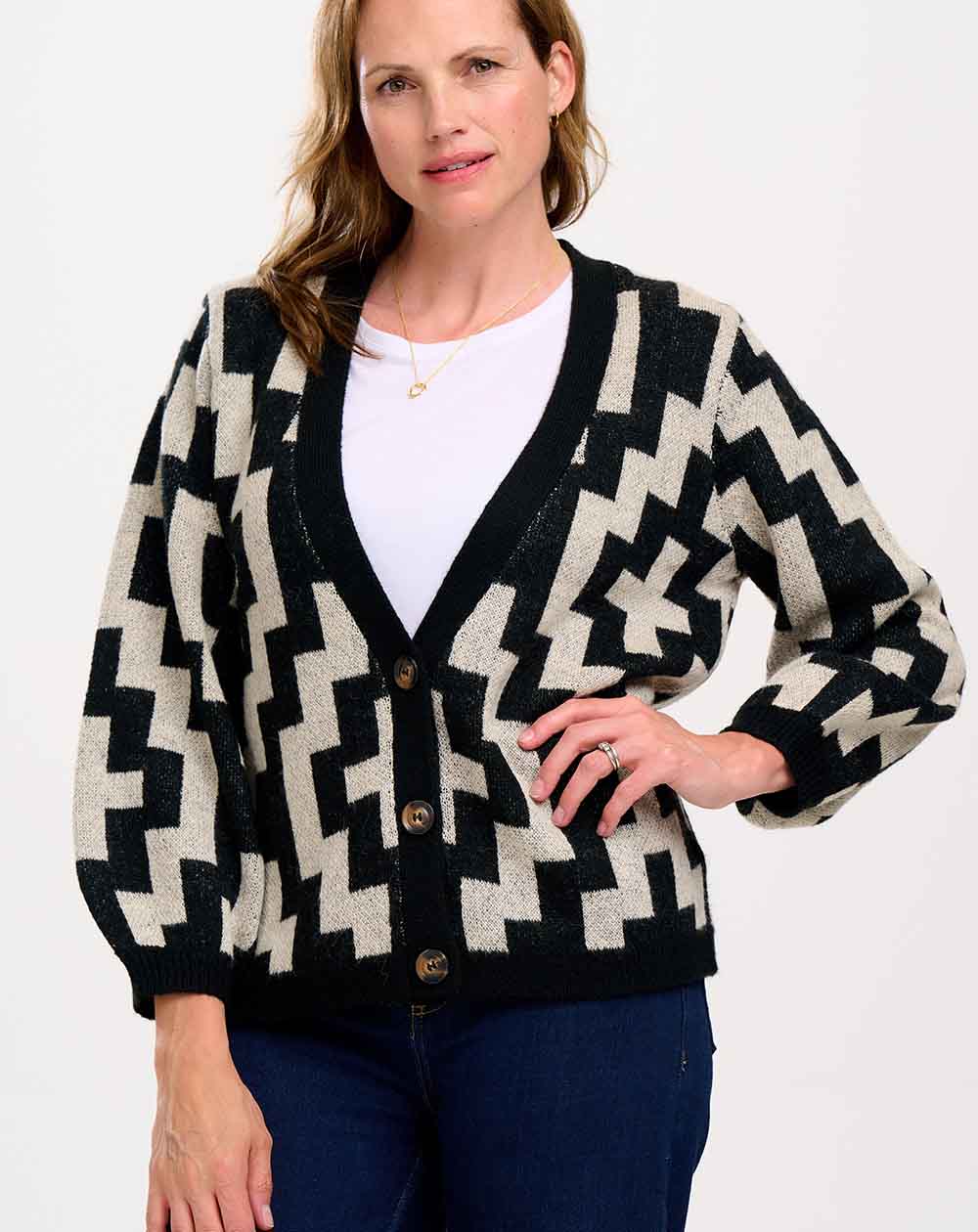 Sugarhill - Morganna Cardigan - Monochrome, Folk Diamond