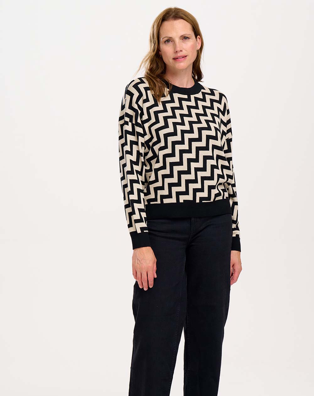 Sugarhill - Andi Jumper - Monochrome, Staggered Steps