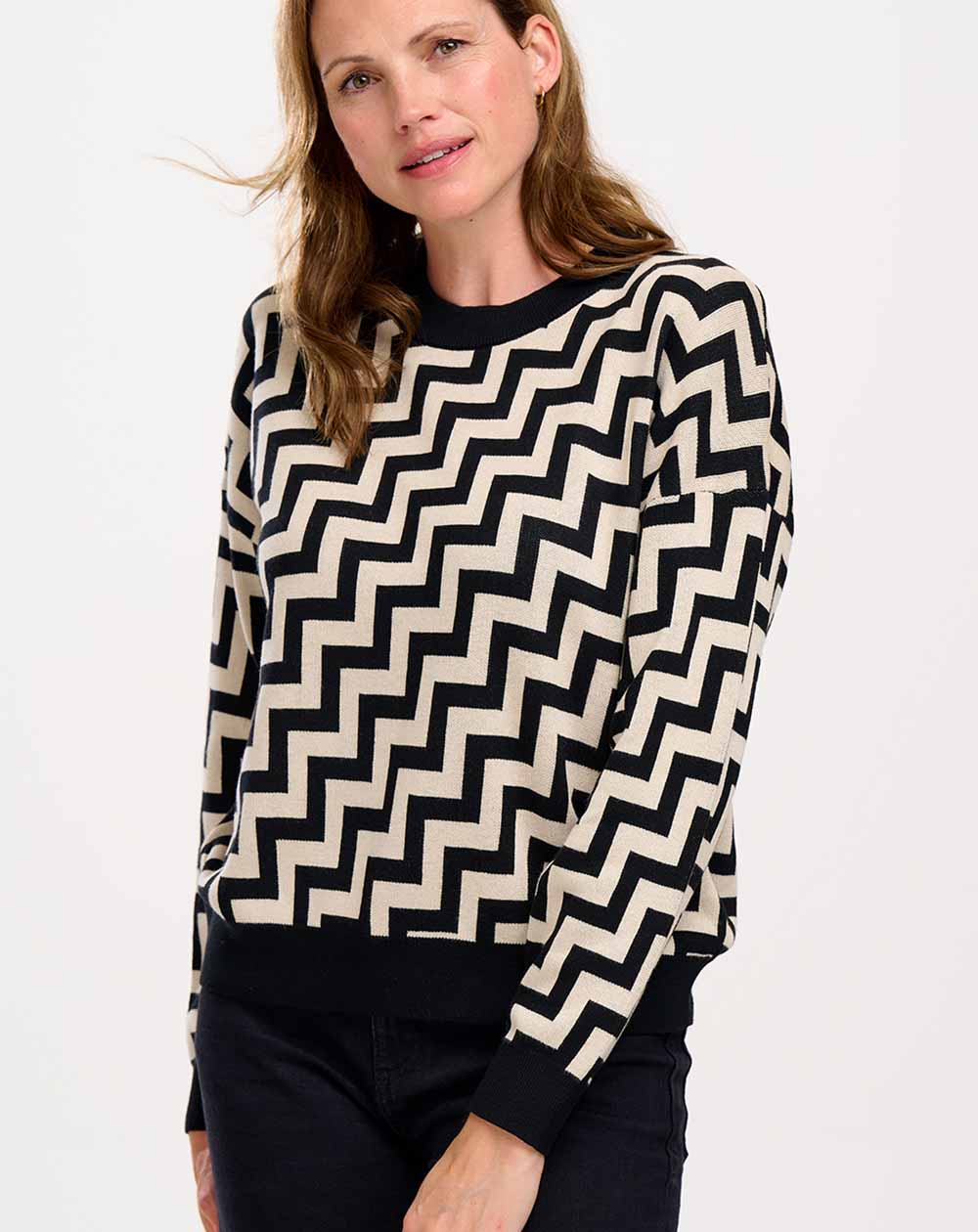 Sugarhill - Andi Jumper - Monochrome, Staggered Steps