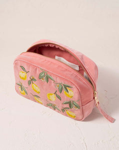 Elizabeth Scarlett - Cosmetics Bag - Lemon Blossom (Coral Velvet)