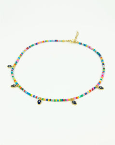 My Doris - Beaded Rainbow Mini Hamsa Hand Charm Necklace