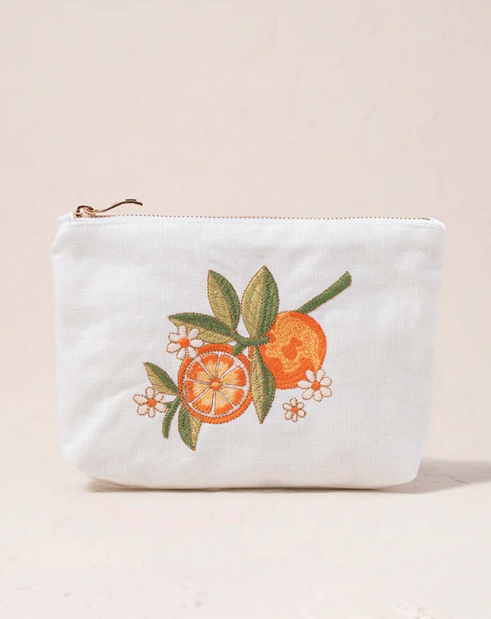 Elizabeth Scarlett - Mini Pouch - Orange Blossom (White Cotton)
