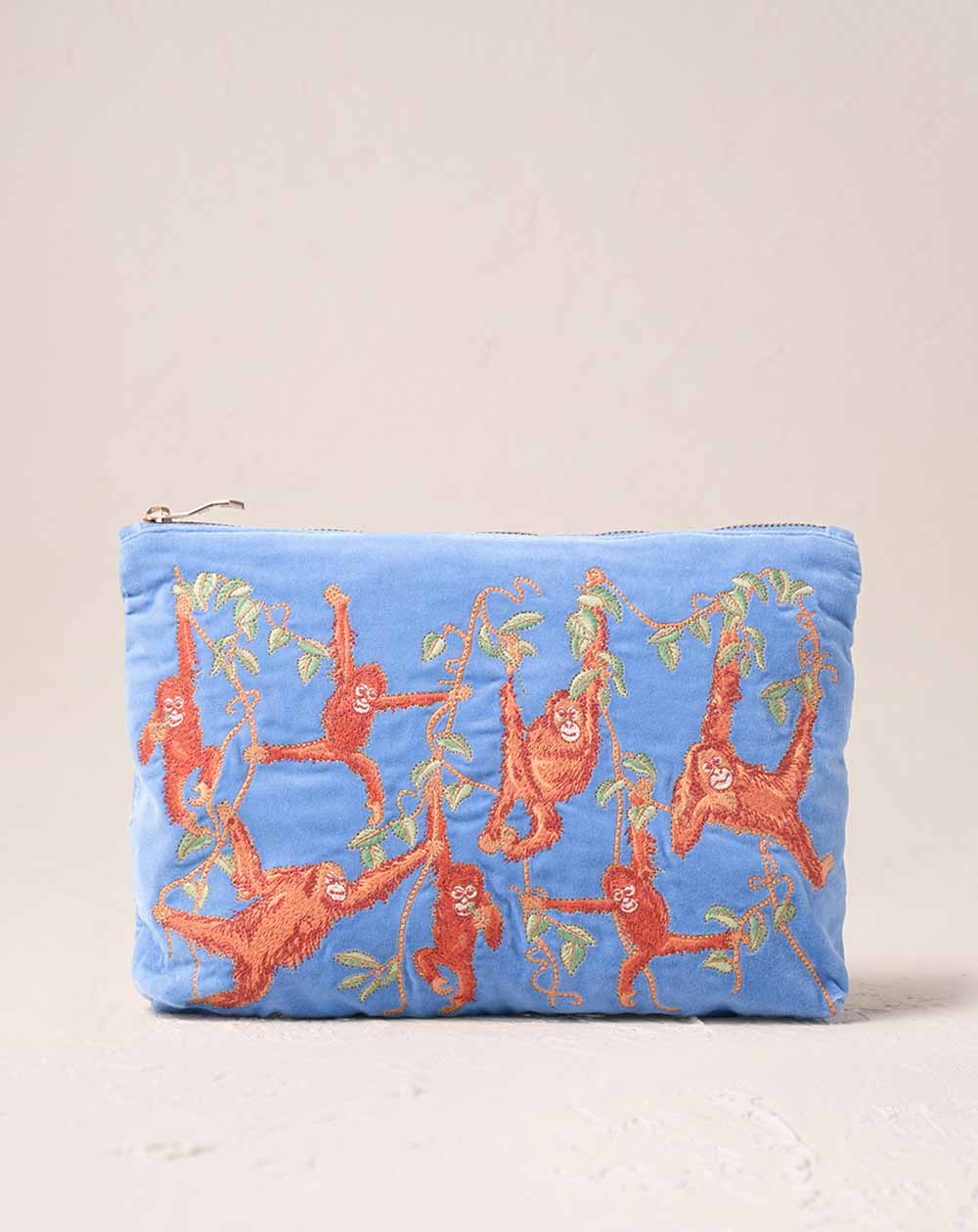 Elizabeth Scarlett - Everyday Pouch - Orangutans (Caribbean Blue Velvet)