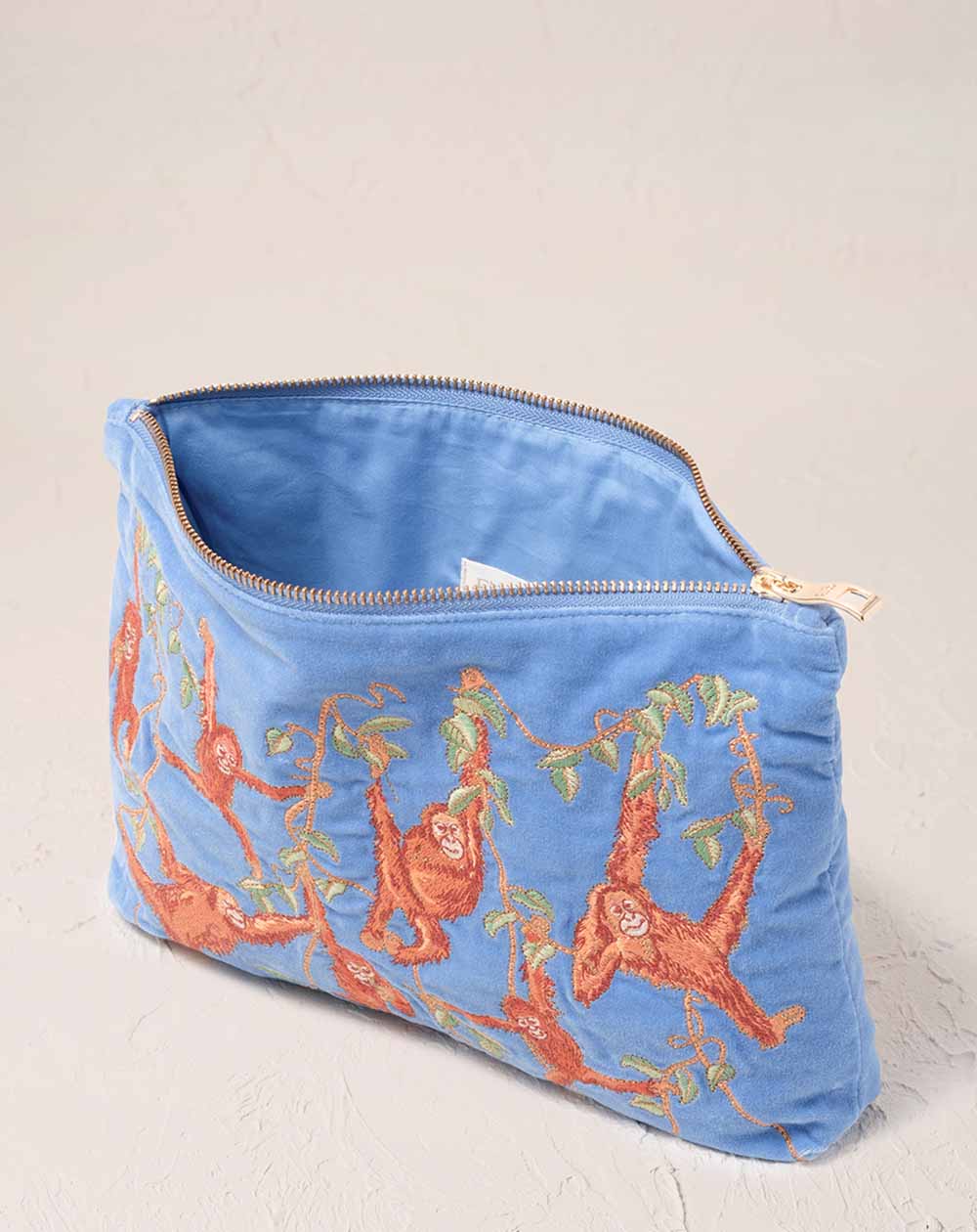 Elizabeth Scarlett - Everyday Pouch - Orangutans (Caribbean Blue Velvet)