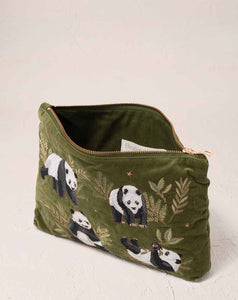 Elizabeth Scarlett - Everyday Pouch - Pandas (Fern Green Velvet)