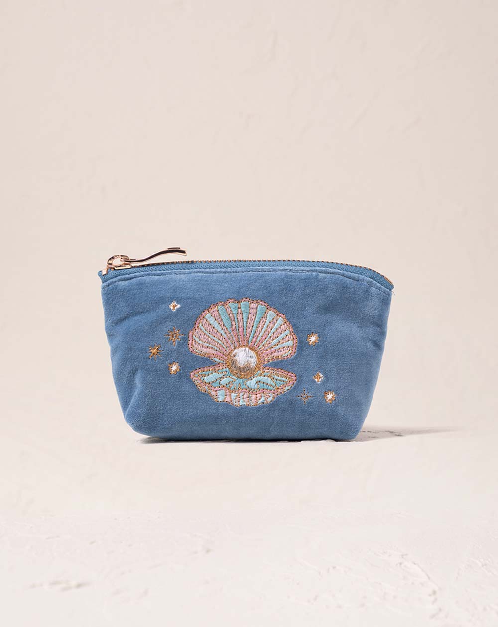 Elizabeth Scarlett - Coin Purse - Pearl Shell (Dusky Blue Velvet)