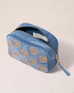 Elizabeth Scarlett - Cosmetics Bag - Pearl Shell (Dusky Blue Velvet)