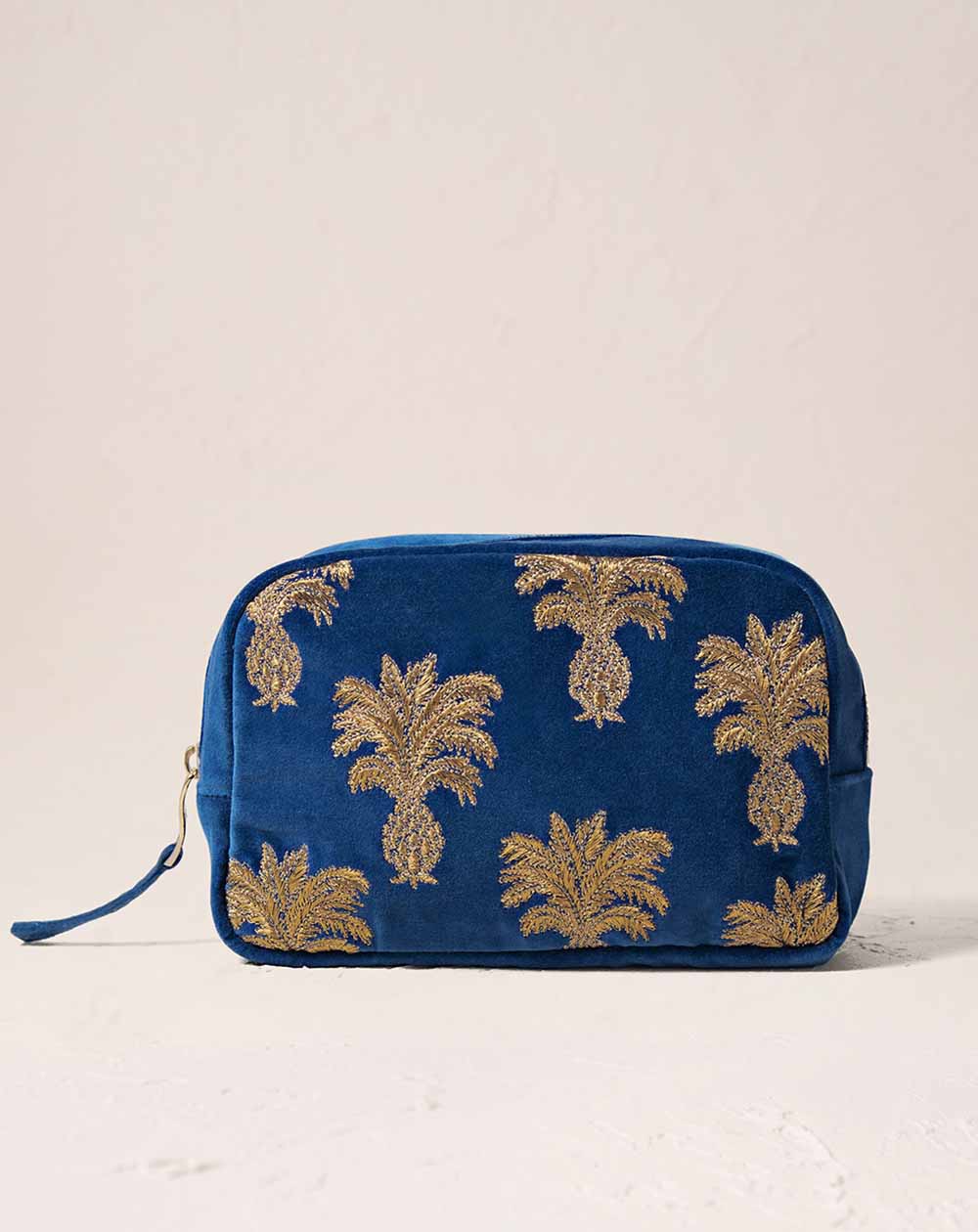 Elizabeth Scarlett - Cosmetics Bag - Pineapple (Cobalt velvet)