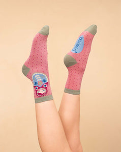 Powder - Matryoshka Doll Ladies Ankle Socks - Petal