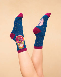 Powder - Matryoshka Doll Ladies Ankle Socks Navy