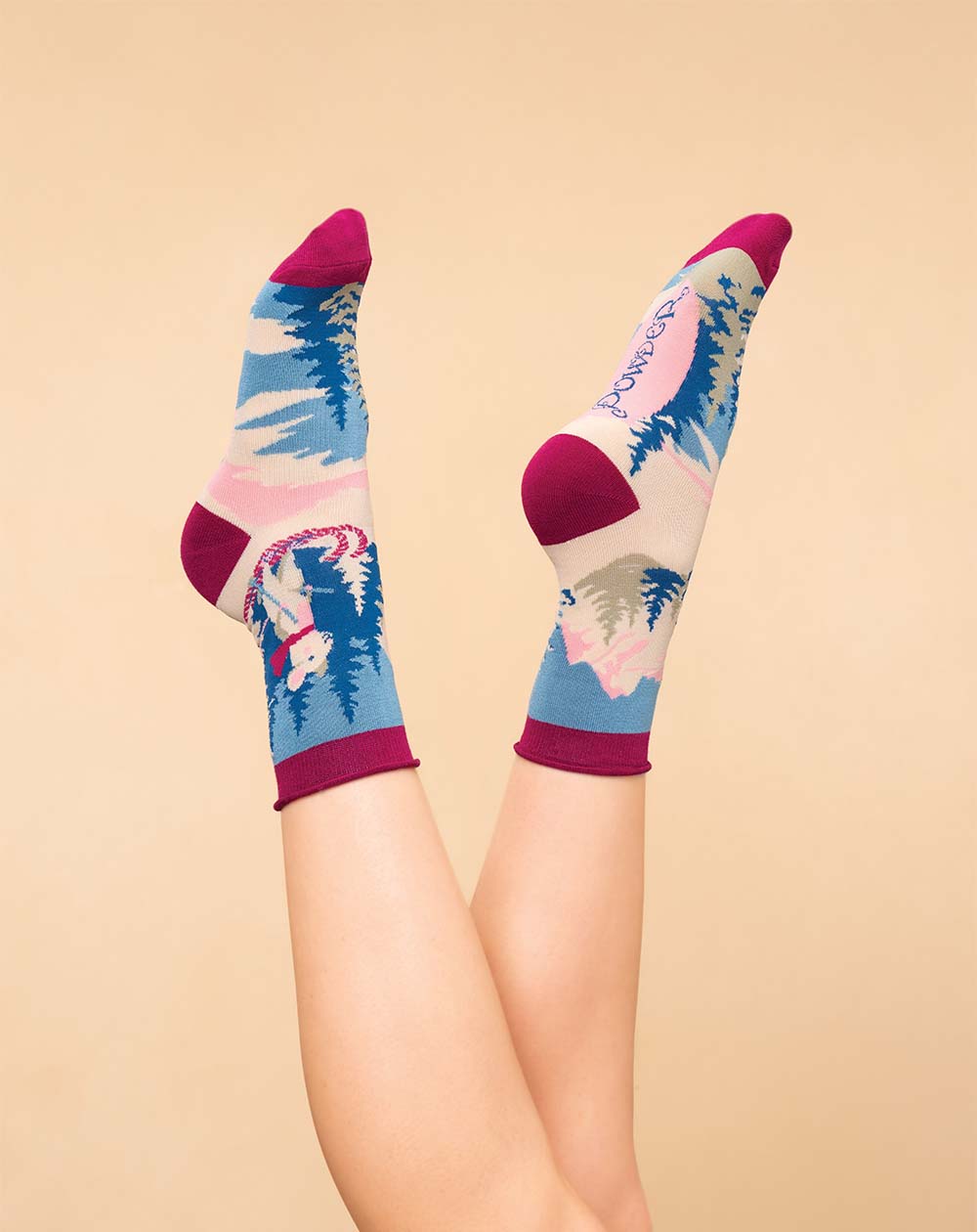 Powdermouse Powder - Mouse on Skis Ladies Ankle Socks – Lilac Rose