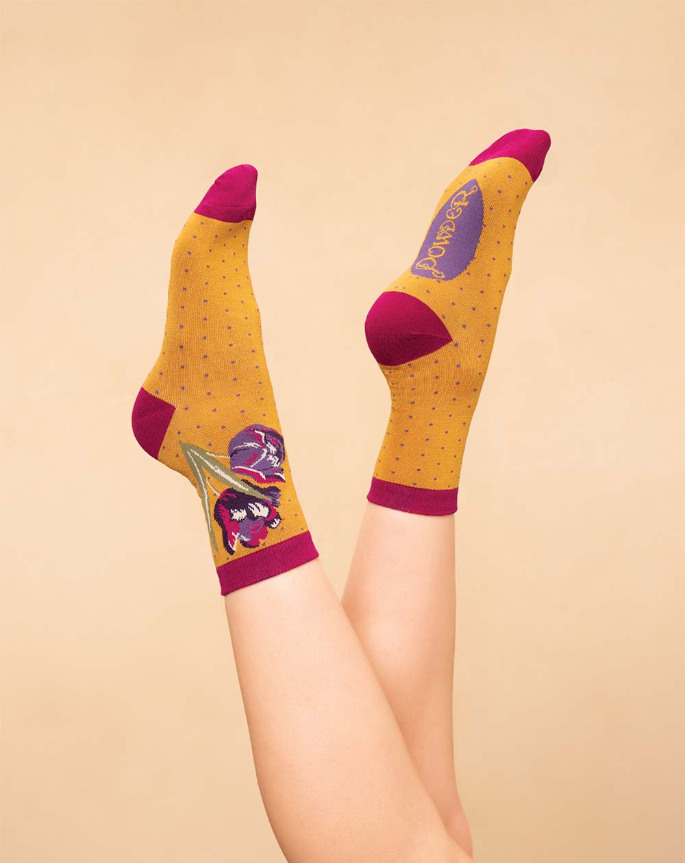 Powder - Tulips Ladies Ankle Socks - Mustard