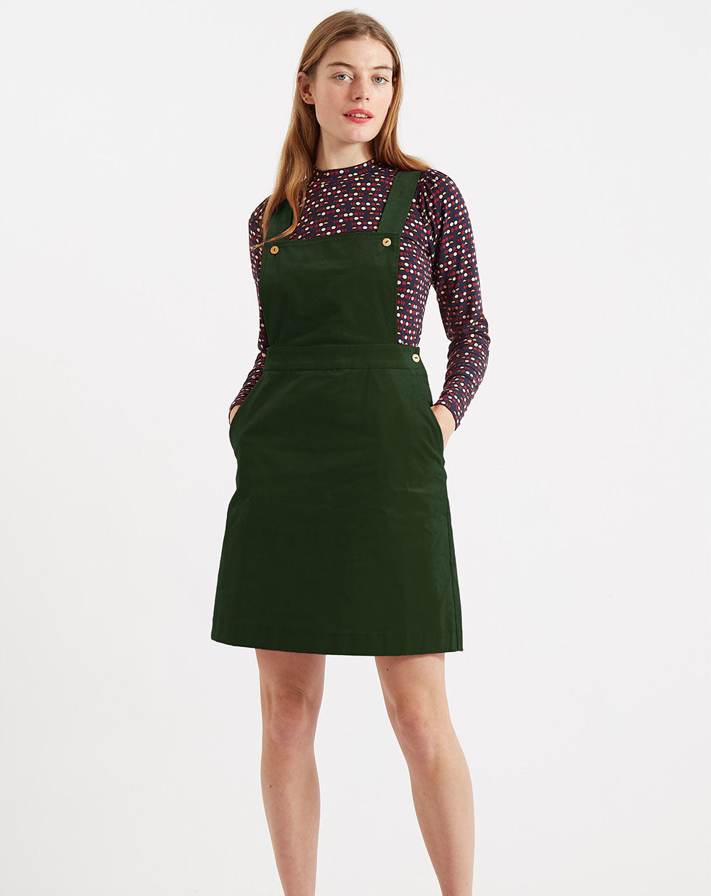 Louche - Sofya Mini Dress - Forest Green Babycord
