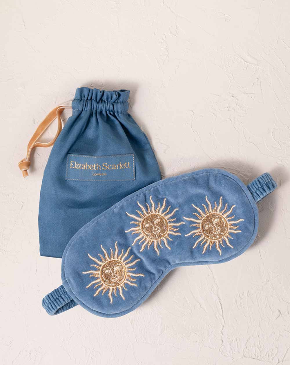 Elizabeth Scarlett - Eye Mask - Sun Goddess (Dusky Blue Velvet)