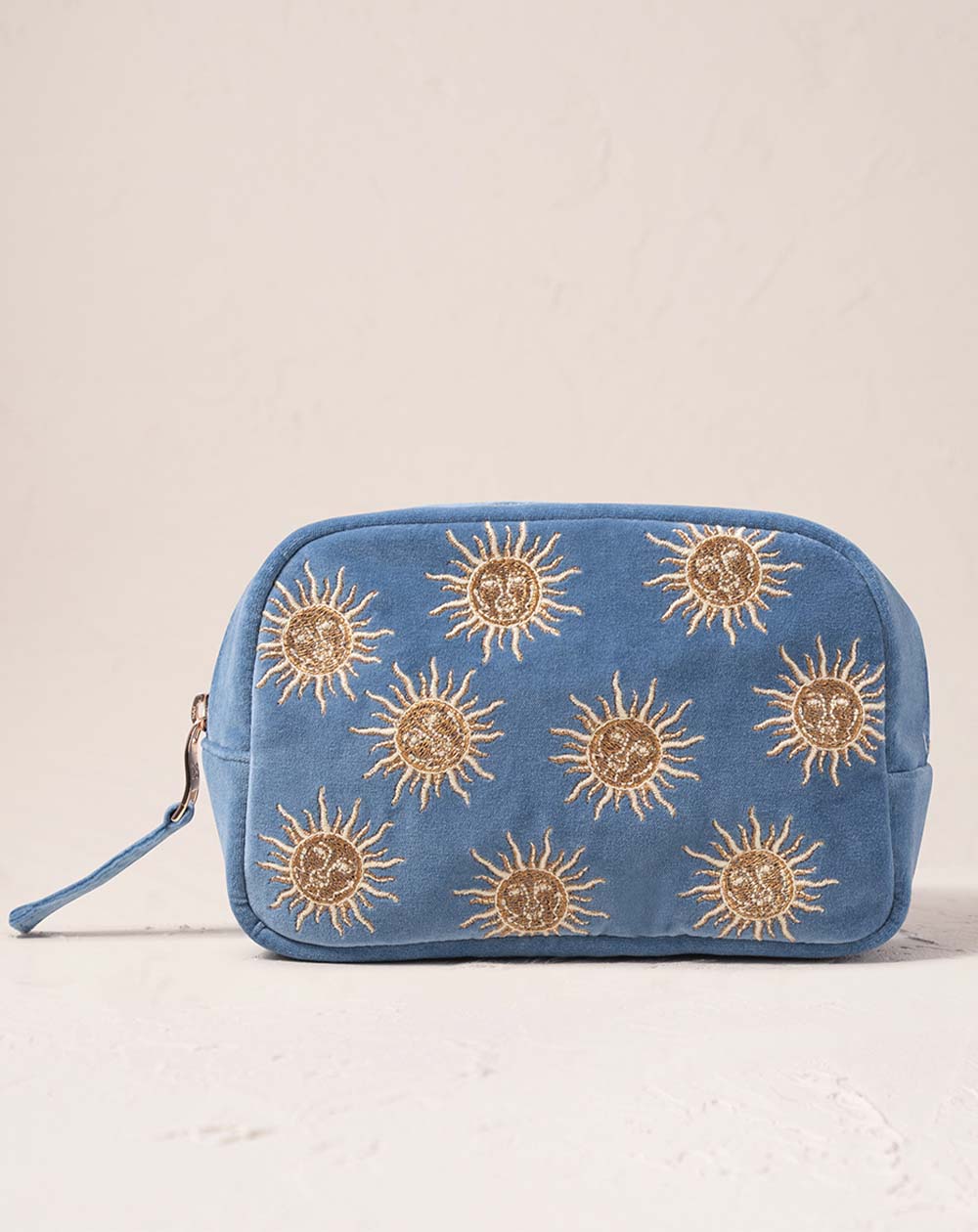 Elizabeth Scarlett - Cosmetics Bag - Sun Goddess (Dusky Blue Velvet)