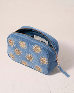 Elizabeth Scarlett - Cosmetics Bag - Sun Goddess (Dusky Blue Velvet)