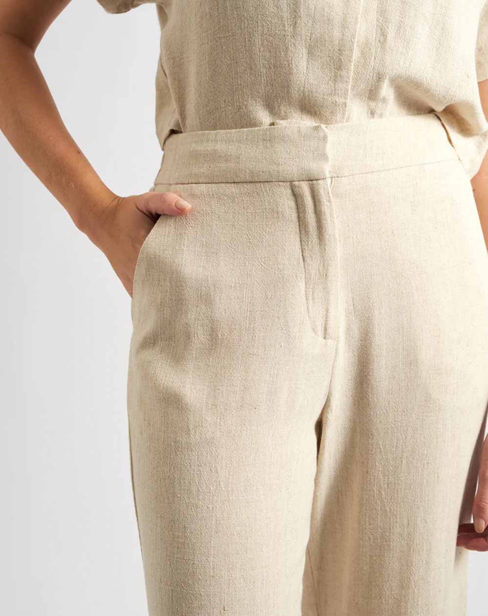 Louche - Tilde Straight Leg Trouser - Linen Mix Natural