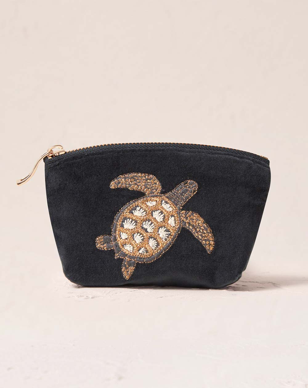 Elizabeth Scarlett - Coin Purse - Turtle Conservation (Charcoal velvet)
