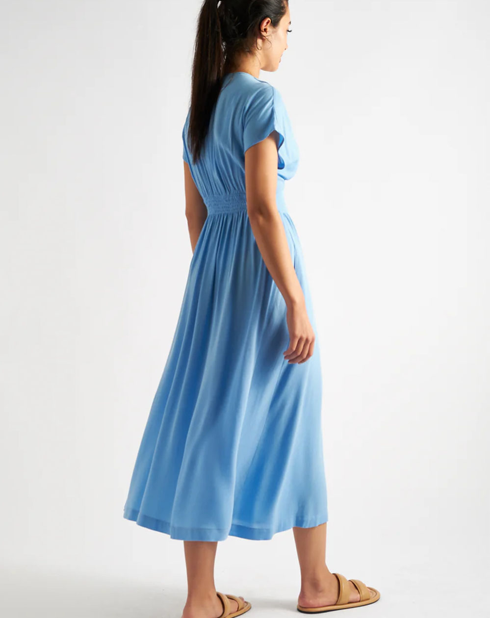 Louche - Unity Midi Dress – Moss Crepe Blue