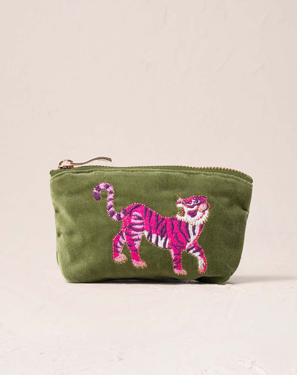 Elizabeth Scarlett - Coin Purse - Wild Tiger (Fern Green Velvet)