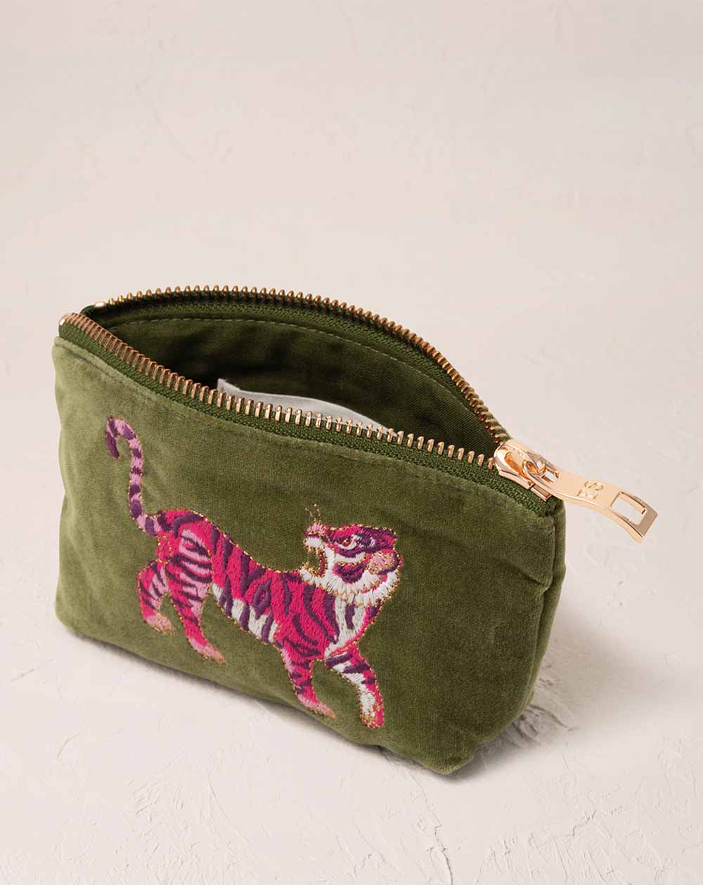 Elizabeth Scarlett - Coin Purse - Wild Tiger (Fern Green Velvet)