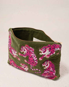 Elizabeth Scarlett - Everyday Pouch - Wild Tiger (Fern Green Velvet)