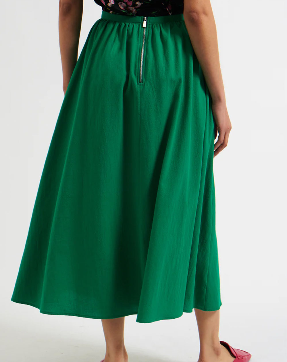 Louche - Zoeline Midi Skirt – Green Recycled Cotton