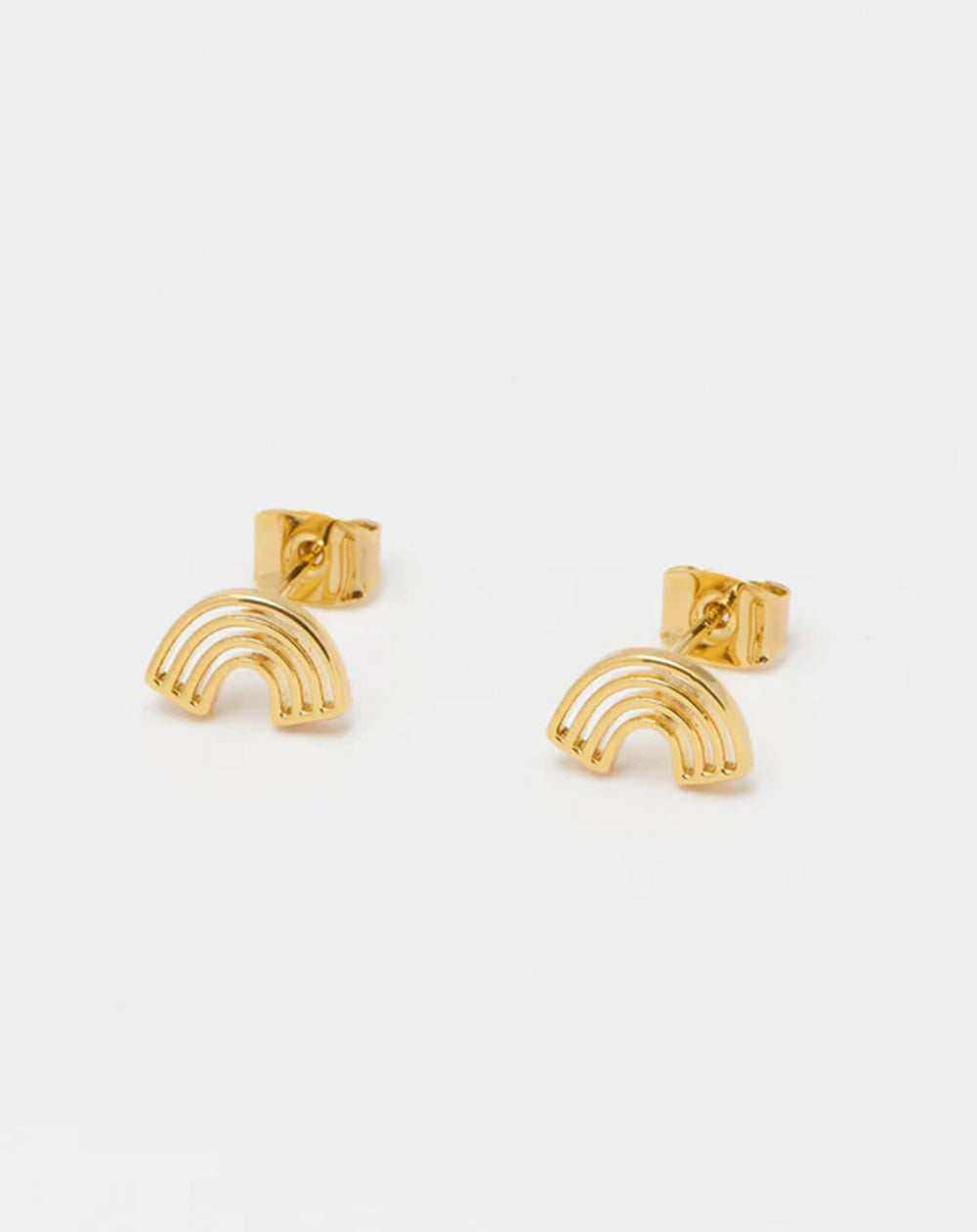 Estella Bartlett - Minimalist Cutout Rainbow Stud Earrings - Gold Plated