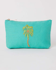 Elizabeth Scarlett - Mini Pouch - Summer Palm (Turquoise Cotton)