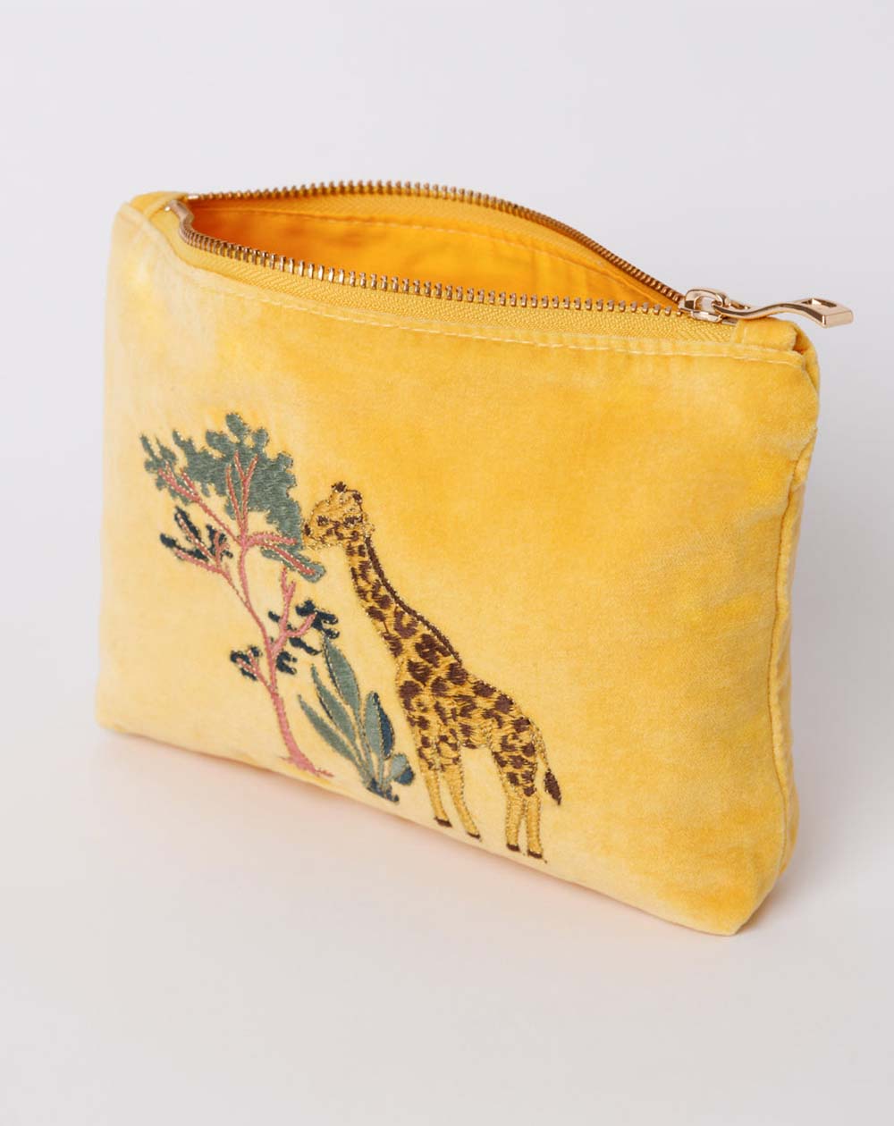 Elizabeth Scarlett Mini Pouch Giraffe Yellow Velvet Lilac Rose