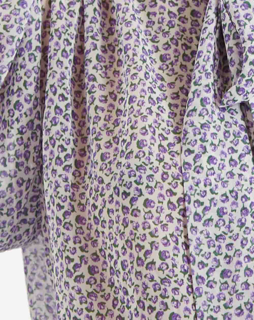 Louche Belia Rosetta Tie Neck Blouse in Lilac Floral