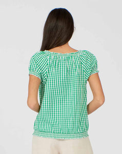 Pretty Vacant Alison Top in Green Gingham Print