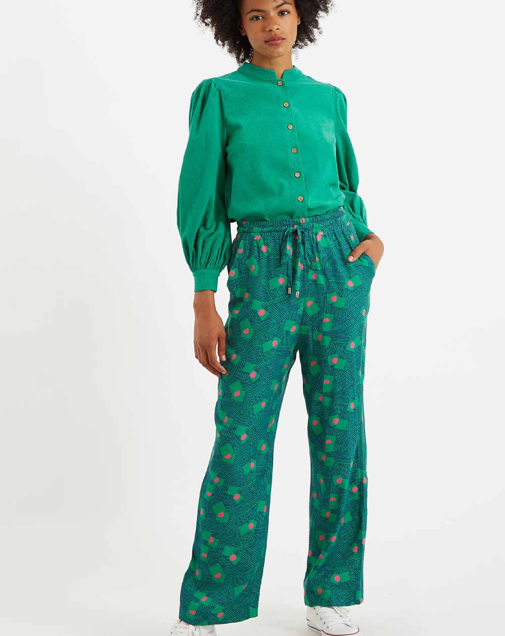 Louche Emmanuella Bauhaus Abstract Patchwork Print Pyjama Style Trouser