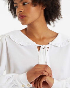 Louche Gaela Moss Crepe Statement Collar Long Sleeve Blouse