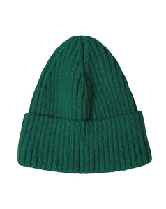 Ribbed Cashmere Blend Beanie in Forest Green
