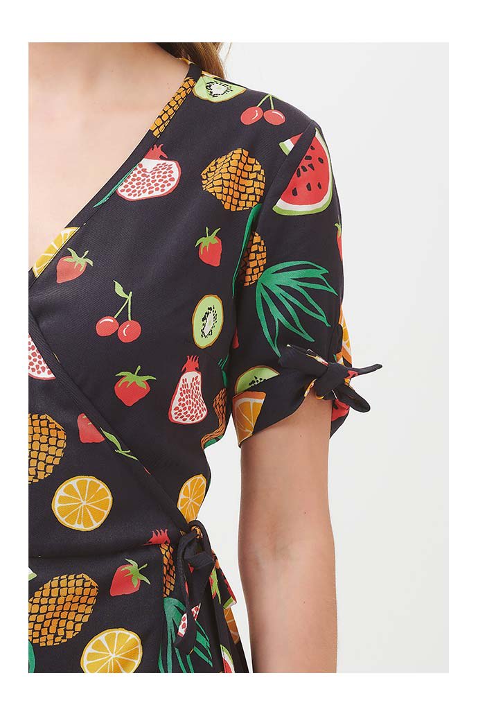 Jessica Fruit Punch Frill Wrap Dress