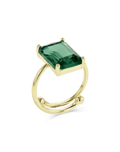 Faceted Gem Adjustable Ring in Emerald