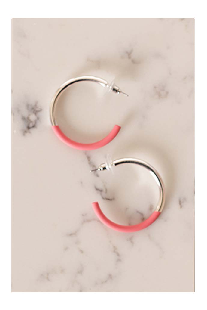 Pink and Silver Hoops