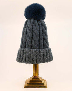 Powder Freya Bobble Hat in Denim