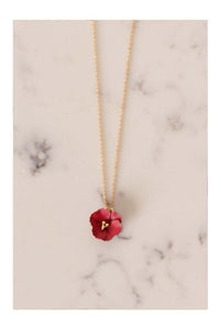 Red Floral Gold Necklace