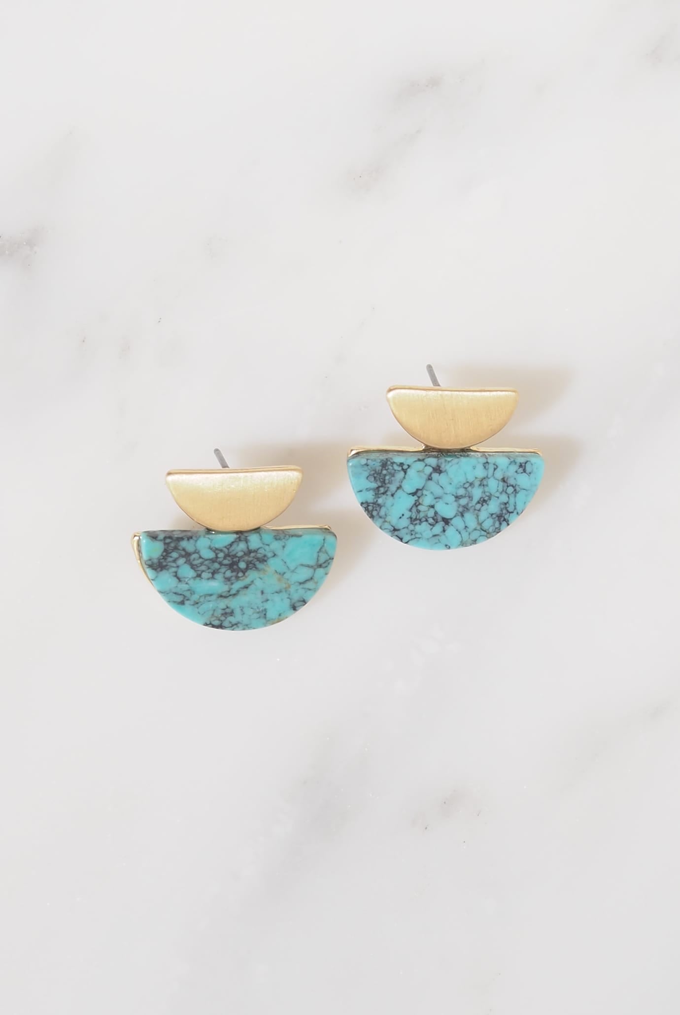 Abbie Turquoise Gold Earrings