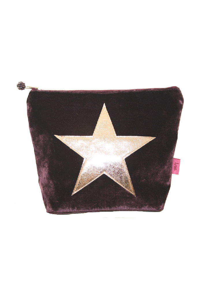 Plum Velvet Star Wash Bag