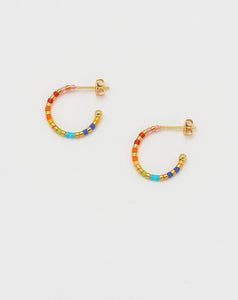 Estella Bartlett - Rainbow Beaded Hoop Gold Earrings
