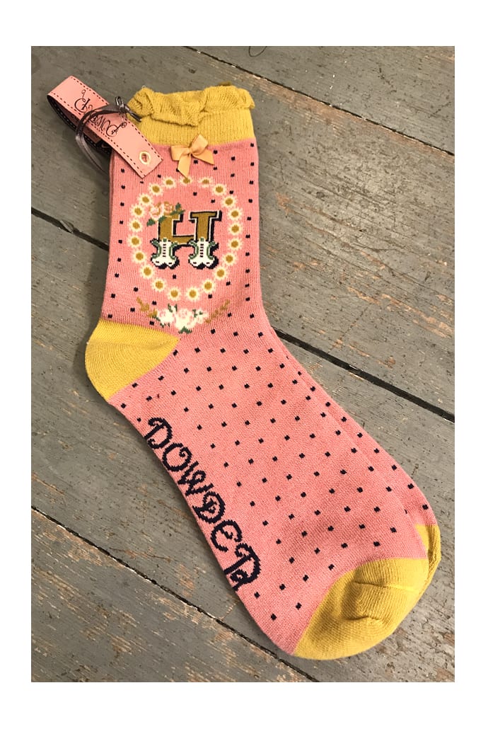 Letter H Initial Ankle Socks